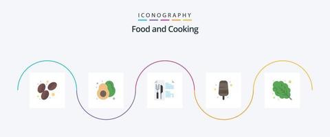 voedsel vlak 5 icoon pak inclusief . voedsel. menu. salade. ijs room vector