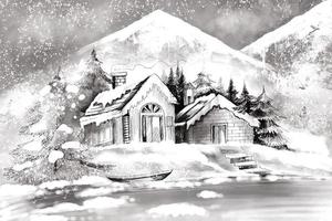 winter achtergrond van sneeuw en vorst Kerstmis schetsen kaart ontwerp vector