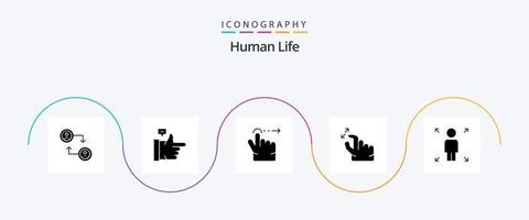 menselijk glyph 5 icoon pak inclusief . persoon. vegen. kans. zoom vector