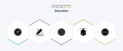 onderwijs 25 glyph icoon pak inclusief hand- klok. alarm. schetsen. tijdopnemer. datum vector