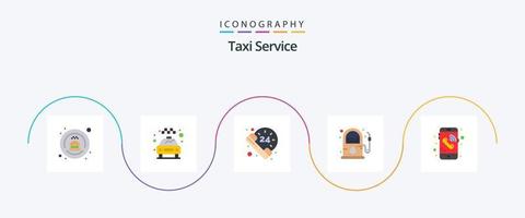 taxi onderhoud vlak 5 icoon pak inclusief telefoon. telefoongesprek. uur. pomp. gas- vector