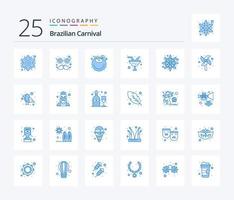 braziliaans carnaval 25 blauw kleur icoon pak inclusief zonnebloem. glas. strand. wijn. champagne vector