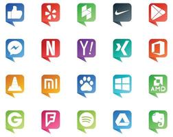 20 sociaal media toespraak bubbel stijl logo Leuk vinden ramen xiaomi yahoo speler vlc vector