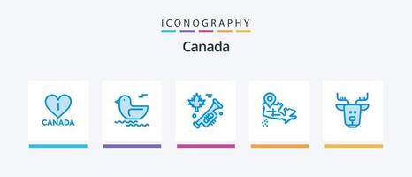 Canada blauw 5 icoon pak inclusief . rendier. lofzang. Canada. alpine. creatief pictogrammen ontwerp vector