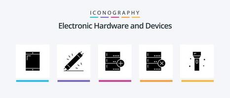 apparaten glyph 5 icoon pak inclusief elektronica. apparaten. toevoegen. gegevens. databank. creatief pictogrammen ontwerp vector