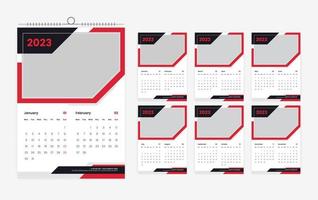 12 bladzijde 2023 muur kalender ontwerp sjabloon vector