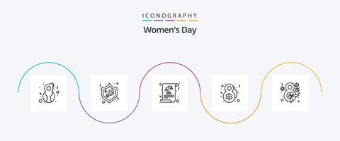 vrouwen dag lijn 5 icoon pak inclusief bloem. vieren. vrouw. vrouw. wetten vector