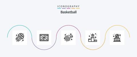 basketbal lijn 5 icoon pak inclusief sport. ster. coach. rangschikking. positie vector