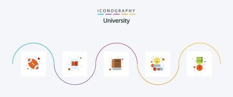 Universiteit vlak 5 icoon pak inclusief medaille. docent. boek. studie. boek vector