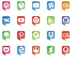 20 sociaal media toespraak bubbel stijl logo Leuk vinden zak- dropbox video groep ooit noteren vector