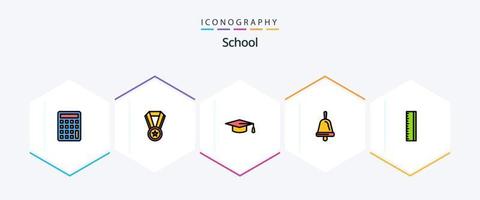 school- 25 gevulde lijn icoon pak inclusief . . diploma uitreiking hoed. school. onderwijs vector