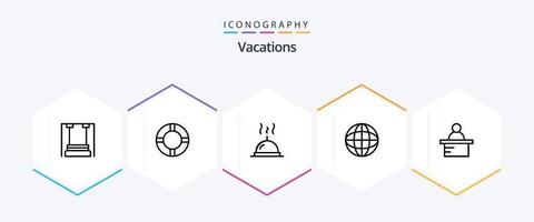 vakanties 25 lijn icoon pak inclusief wereldbol. onderwijs . leven . voedsel vector
