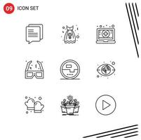 9 creatief pictogrammen modern tekens en symbolen van energie bouw en gereedschap laptop bioscoop film bewerkbare vector ontwerp elementen