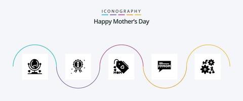 gelukkig moeders dag glyph 5 icoon pak inclusief . liefde . bericht . moeder vector