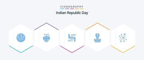 Indisch republiek dag 25 blauw icoon pak inclusief geloof. Indisch. diep. kerk. lamp vector