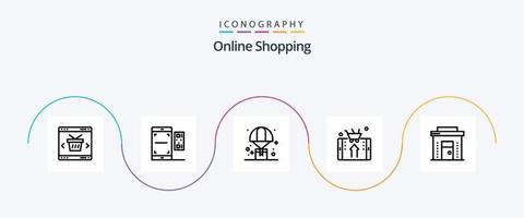 online boodschappen doen lijn 5 icoon pak inclusief winkel. mobiel. smartphone. winkelen. logistiek vector