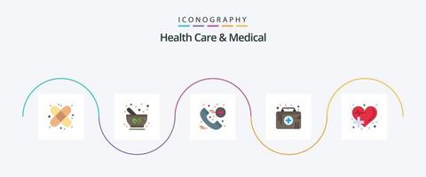 Gezondheid zorg en medisch vlak 5 icoon pak inclusief Gezondheid. medisch noodgeval. kruiden. medisch hulp. eerste steun uitrusting vector