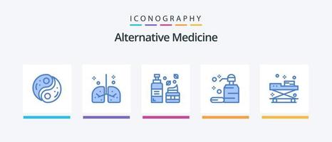 alternatief geneeskunde blauw 5 icoon pak inclusief zeep. schoon. medisch. zorg. lotion. creatief pictogrammen ontwerp vector