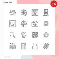 reeks van 16 modern ui pictogrammen symbolen tekens voor airplay tijd downloaden zand klok klok bewerkbare vector ontwerp elementen