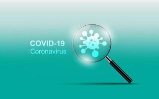 coronavirus ziekte covid-19 infectie medisch met vergrootglas vector