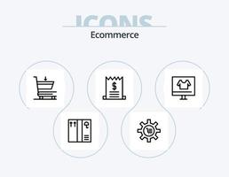 ecommerce lijn icoon pak 5 icoon ontwerp. . pakket. betalen. e. geld vector