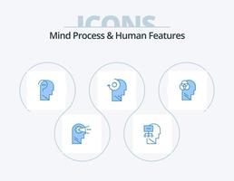 geest werkwijze en menselijk Kenmerken blauw icoon pak 5 icoon ontwerp. menselijk. hoofd. verwarren. uw. Doorzichtig vector