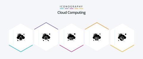 wolk berekenen 25 glyph icoon pak inclusief compact schijf. afbeelding. geld. bedrijf vector