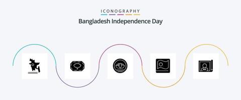 Bangladesh onafhankelijkheid dag glyph 5 icoon pak inclusief Internationale. land. munt. bangladesh. Aziatisch vector