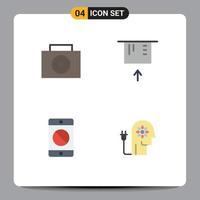 vlak icoon pak van 4 universeel symbolen van nucleair mobiel credit kaart apparaat vermogen bewerkbare vector ontwerp elementen