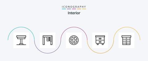 interieur lijn 5 icoon pak inclusief meubilair. decor. interieur. venster. huishouden vector