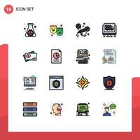 reeks van 16 modern ui pictogrammen symbolen tekens voor Pasen paspoort karaoke economie computer bewerkbare creatief vector ontwerp elementen