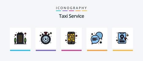 taxi onderhoud lijn gevulde 5 icoon pak inclusief . route. dialoog. pad. vervoer. creatief pictogrammen ontwerp vector