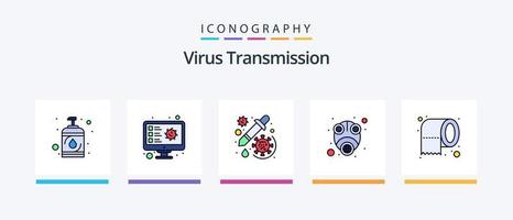 virus transmissie lijn gevulde 5 icoon pak inclusief gas. veiligheid. bacteriën. medisch. gezicht. creatief pictogrammen ontwerp vector