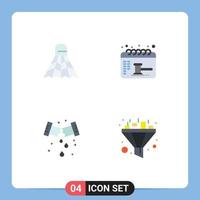 mobiel koppel vlak icoon reeks van 4 pictogrammen van badminton mechanisch spel datum loodgieter bewerkbare vector ontwerp elementen