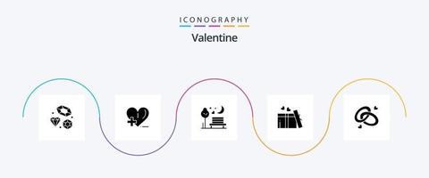 Valentijn glyph 5 icoon pak inclusief maan. liefde. liefde. dag. Valentijn vector