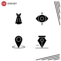 pictogram reeks van 4 gemakkelijk solide glyphs van jurk helpen oog plaats anker bewerkbare vector ontwerp elementen