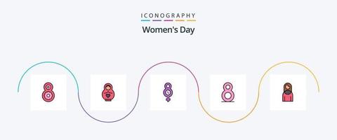 vrouwen dag lijn gevulde vlak 5 icoon pak inclusief vrouw. dame. moeder vector