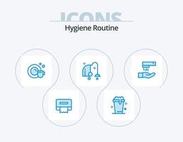 hygiëne routine- blauw icoon pak 5 icoon ontwerp. . wassen. beker. hand- wassen. uitrusting vector