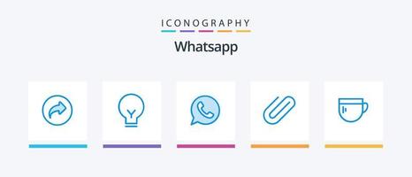 WhatsApp blauw 5 icoon pak inclusief thee. toevoegen. app. klem. bijlage. creatief pictogrammen ontwerp vector