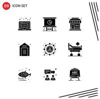 reeks van 9 modern ui pictogrammen symbolen tekens voor pakhuis boodschappen doen planning e handel winkel bewerkbare vector ontwerp elementen