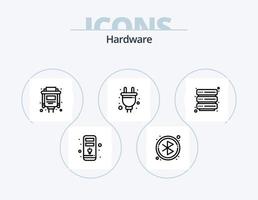 hardware lijn icoon pak 5 icoon ontwerp. veiligheid. hosten. hardware. fout. hardware vector