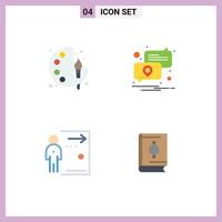 vlak icoon pak van 4 universeel symbolen van kunst werknemer kleur pin baan bewerkbare vector ontwerp elementen