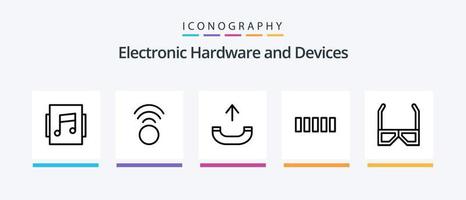 apparaten lijn 5 icoon pak inclusief contact. vintage. muziek. geluidsopname. sleutels. creatief pictogrammen ontwerp vector