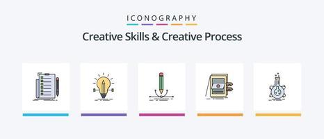 creatief vaardigheden en creatief werkwijze lijn gevulde 5 icoon pak inclusief creatief. logo. kompas. opening. vastleggen. creatief pictogrammen ontwerp vector