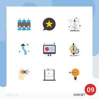 modern reeks van 9 vlak kleuren pictogram van ontwikkeling ronde communicatie toren richting pijlen bewerkbare vector ontwerp elementen