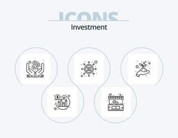 investering lijn icoon pak 5 icoon ontwerp. besparingen. kan. opbrengst. munten. investering vector