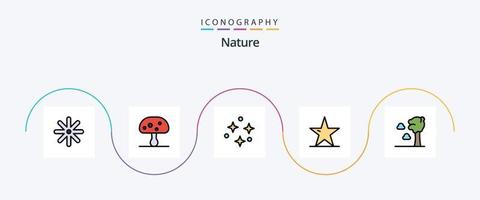 natuur lijn gevulde vlak 5 icoon pak inclusief wolk. ster. lucht. natuur ster. blad vector