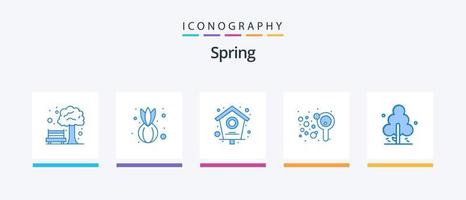 voorjaar blauw 5 icoon pak inclusief boom. pijnboom. huis. natuur. kinderen. creatief pictogrammen ontwerp vector