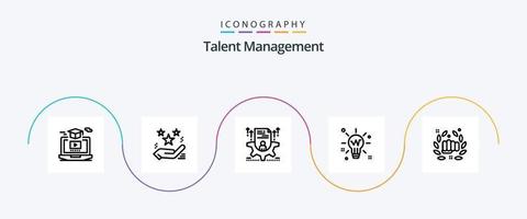 talent beheer lijn 5 icoon pak inclusief idee. lamp. Geschenk. configureren. profiel vector