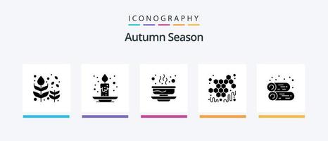 herfst glyph 5 icoon pak inclusief stroperig. honing. festival. herfst. voedsel. creatief pictogrammen ontwerp vector